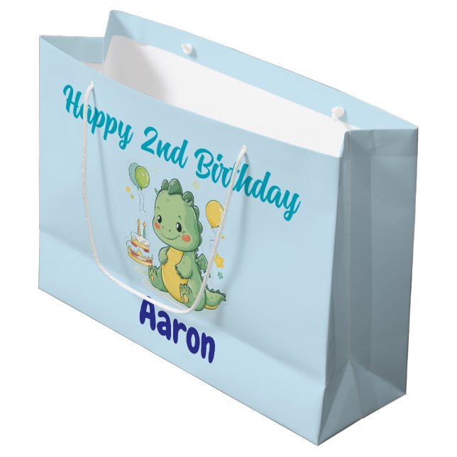 Happy 2nd Birthday, Cute Dragon, Personalized  (Framsidan Vinklad)