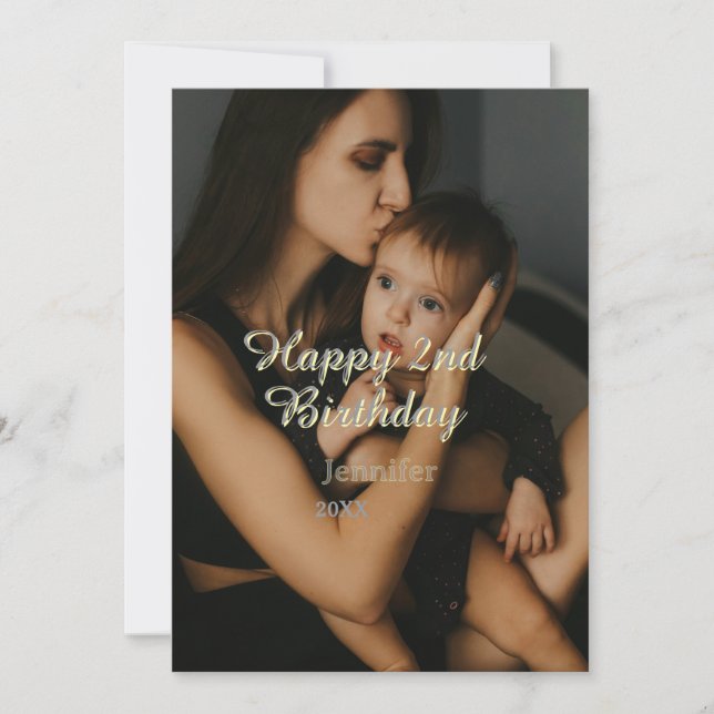 Happy 2nd birthday kids baby mother yellow gray na (Framsida)