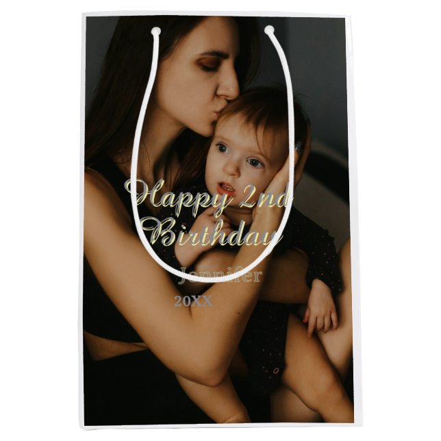 Happy 2nd birthday kids baby mother yellow gray na (Framsidan)