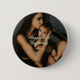 Happy 2nd birthday kids baby mother yellow gray na knapp