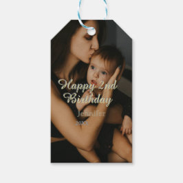 Happy 2nd birthday kids baby mother yellow gray na presentetikett