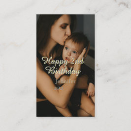 Happy 2nd birthday kids baby mother yellow gray na visitkort