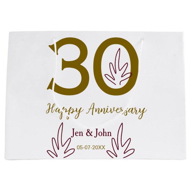 Happy 30th anniversary name date golden red leaf (Framsidan)