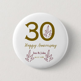 Happy 30th anniversary name date golden red leaf knapp