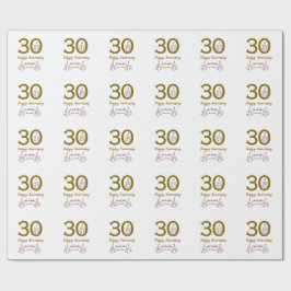 Happy 30th anniversary name date golden red leaf presentpapper