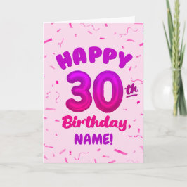 Happy 30th Birthday Card with Custom Name Kort