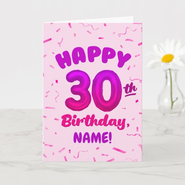 Happy 30th Birthday Card with Custom Name Kort (Liten växt)