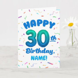 Happy 30th Birthday Card with Custom Name Kort