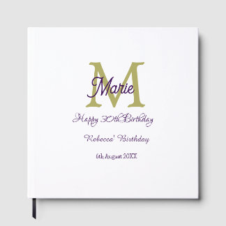 Happy 30th Birthday goldenadd name monogram modern Gästböcker