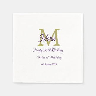 Happy 30th Birthday goldenadd name monogram modern Pappersservett