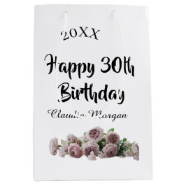 Happy 30th birthday pink white mauve floral name y