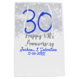 Happy 30th wedding anniversary silver blue glitter