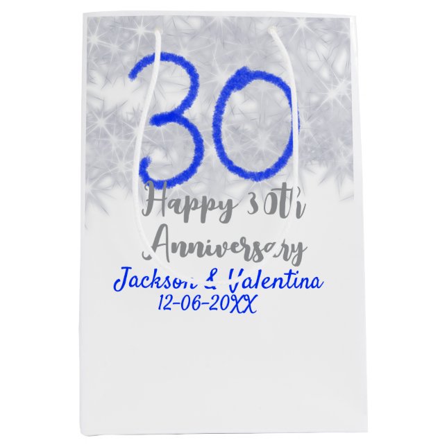 Happy 30th wedding anniversary silver blue glitter (Framsidan)