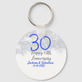 Happy 30th wedding anniversary silver blue glitter nyckelring