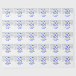 Happy 30th wedding anniversary silver blue glitter presentpapper