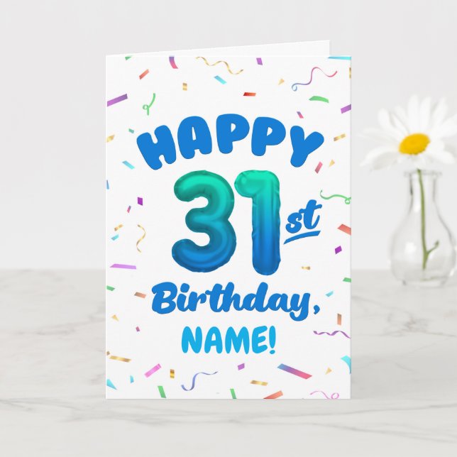 Happy 31st Birthday Card with Custom Name Kort (Liten växt)