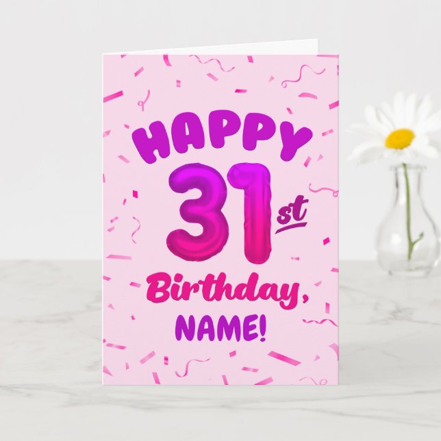 Happy 31st Birthday Card with Custom Name Kort (Liten växt)