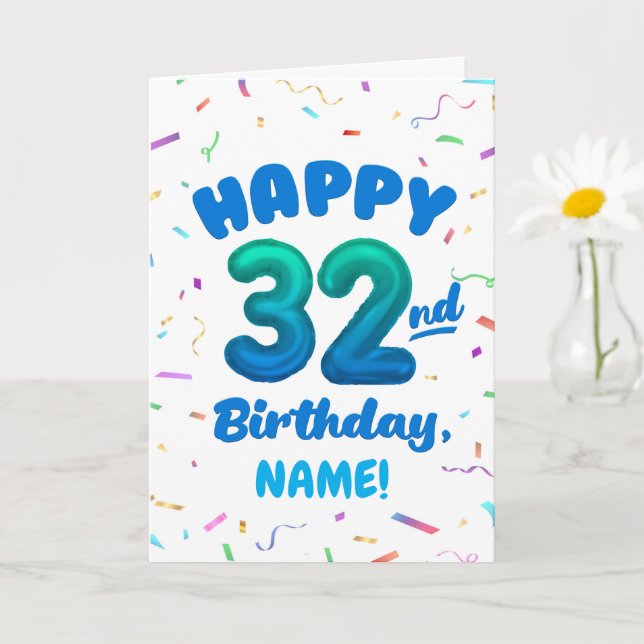 Happy 32nd Birthday Card with Custom Name Kort (Liten växt)