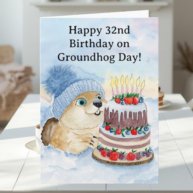  Happy 32nd Groundhog Day Birthday  Kort (Skapare uppladdad)