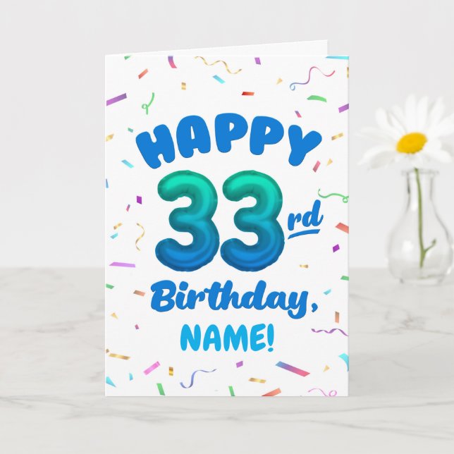 Happy 33rd Birthday Card with Custom Name Kort (Liten växt)