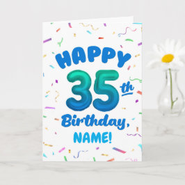 Happy 35th Birthday Card with Custom Name Kort