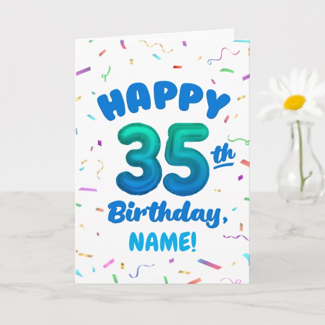 Happy 35th Birthday Card with Custom Name Kort (Liten växt)
