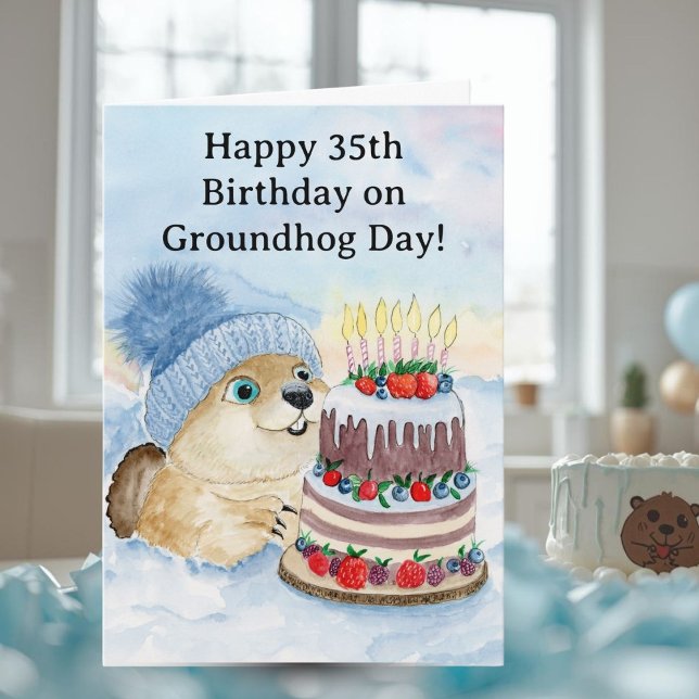  Happy 35th Groundhog Day Birthday  Kort (Skapare uppladdad)