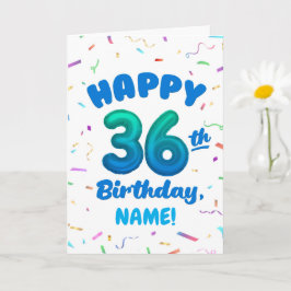 Happy 36th Birthday Card with Custom Name Kort