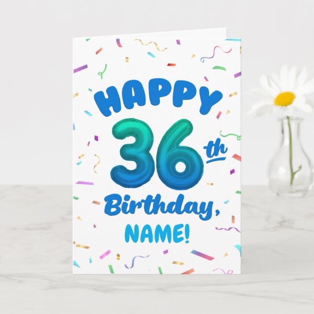 Happy 36th Birthday Card with Custom Name Kort (Liten växt)