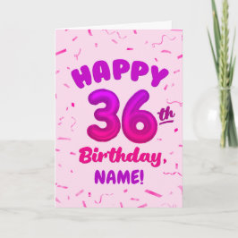 Happy 36th Birthday Card with Custom Name Kort
