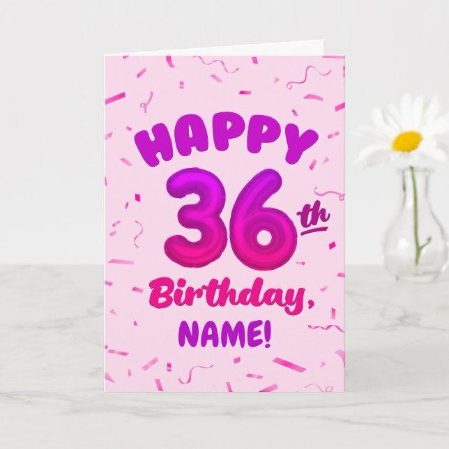 Happy 36th Birthday Card with Custom Name Kort (Liten växt)