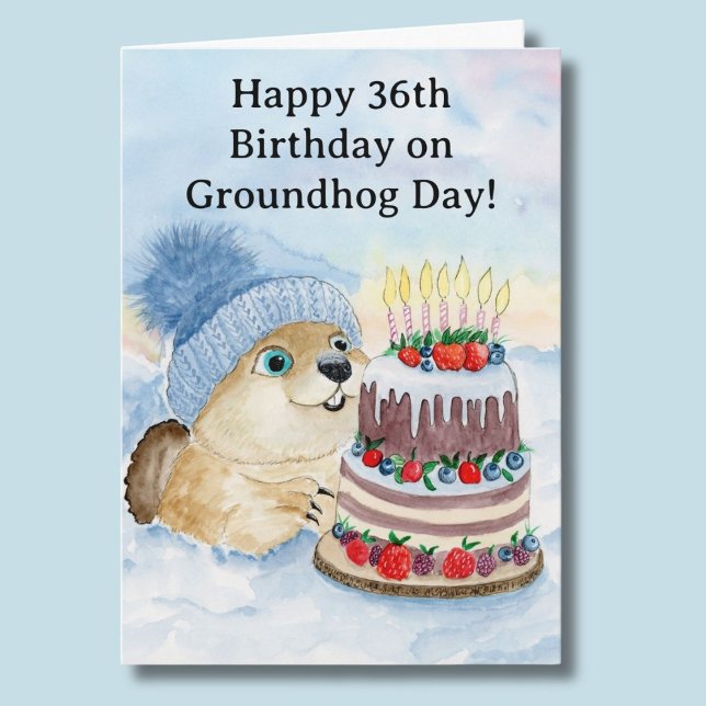  Happy 36th Groundhog Day Birthday  Kort (Skapare uppladdad)