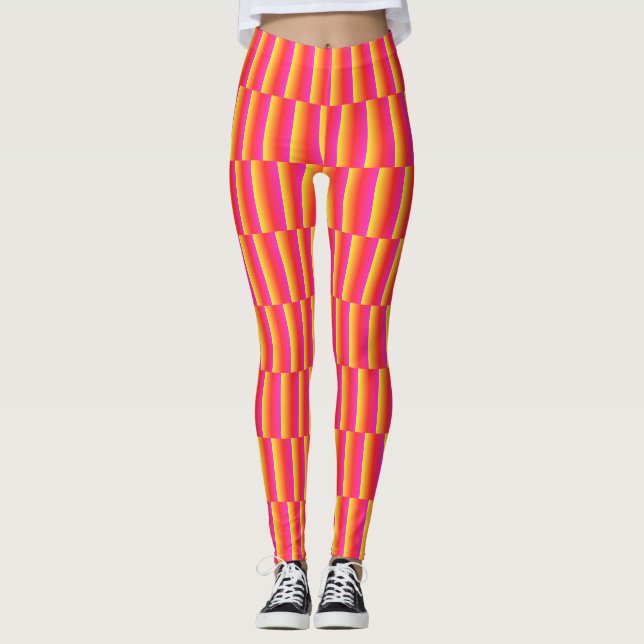Happy 3D Rainbow Tiles Pattern Leggings (Framsida)