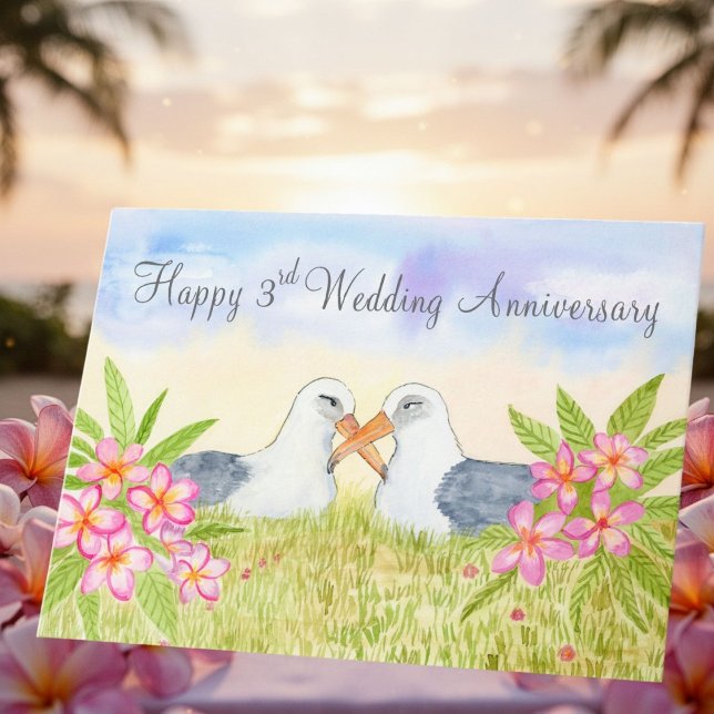 Happy 3rd Wedding Anniversary Laysan Albatross Kort (Skapare uppladdad)