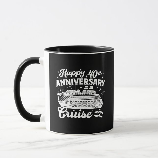 Happy 40th Anniversary Cruise Vacation Memory Mug Mugg (Vänster)