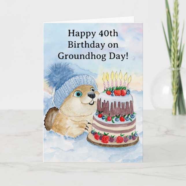  Happy 40th Groundhog Day Birthday  Kort (Framsida)