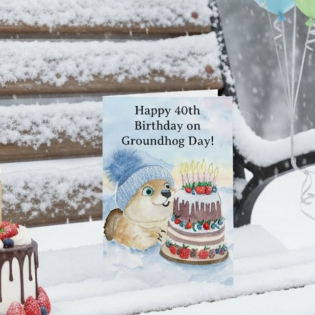  Happy 40th Groundhog Day Birthday  Kort (Skapare uppladdad)