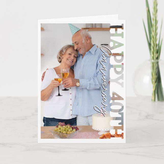 Happy 40th ruby wedding Anniversary Photo Card Tack Kort (Framsida)