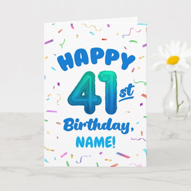 Happy 41st Birthday Card with Custom Name Kort (Liten växt)