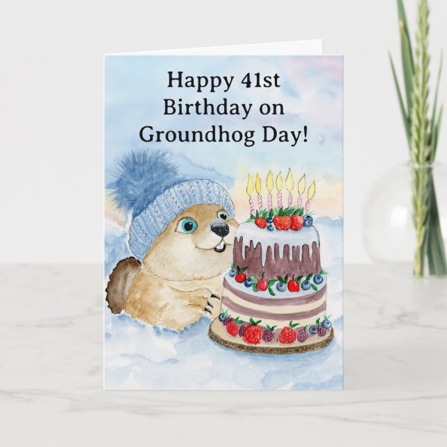  Happy 41st Groundhog Day Birthday  Kort (Framsida)