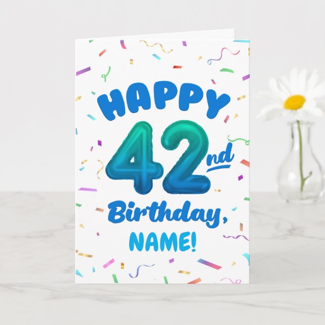 Happy 42nd Birthday Card with Custom Name Kort (Liten växt)