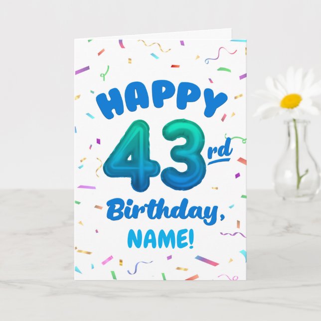 Happy 43rd Birthday Card with Custom Name Kort (Liten växt)