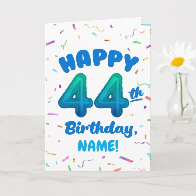 Happy 44th Birthday Card with Custom Name Kort (Liten växt)