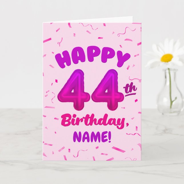 Happy 44th Birthday Card with Custom Name Kort (Liten växt)