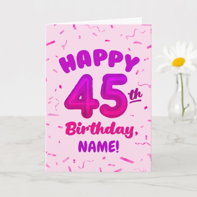 Happy 45th Birthday Card with Custom Name Kort (Liten växt)