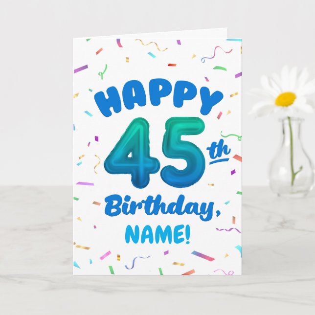 Happy 45th Birthday Card with Custom Name Kort (Liten växt)