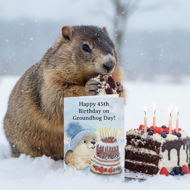  Happy 45th Groundhog Day Birthday  Kort (Skapare uppladdad)