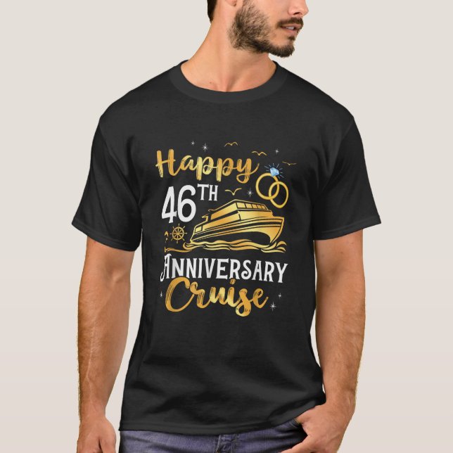 Happy 46th Anniversary Cruise Golden Wedding Trip  T Shirt (Framsida)