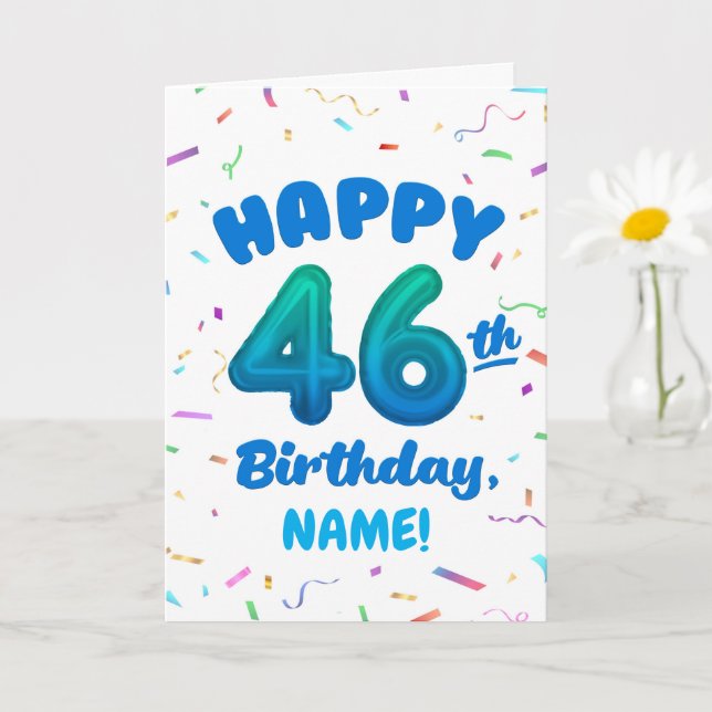 Happy 46th Birthday Card with Custom Name Kort (Liten växt)