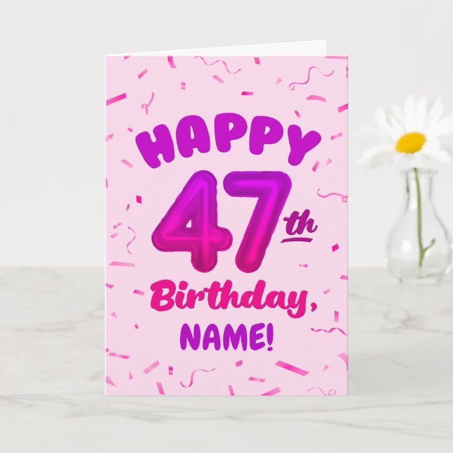 Happy 47th Birthday Card with Custom Name Kort (Liten växt)